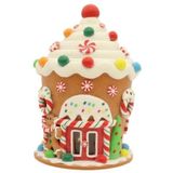 Enfeite Natalino Casa De Cupcake Do Papai Noel Com Led 25cm