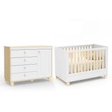 Jogo De Quarto Infantil Rope Cômoda Com Porta E Berço Branco Soft/natural - Matic Móveis