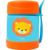 Pote Térmico Buba Aço Inox Com Talher Potinho Conserva +5 Horas 320 Ml Papinha Bebê Animal Fun Leão