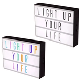 KIt Luminária Cinema Colorida e Branco e Preto Letreiro Led Light Box com Letras Palavras Ícones Números Decoração Festa