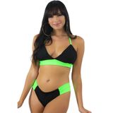 Biquini Preto De Amarrar detalhe Verde Neon Feminino