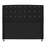 Cabeceira Estofada Dama 160cm Queen Size Com Strass Preto