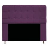 Cabeceira Estofada Mel 140cm Casal com Botonê Suede Roxo