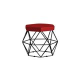 Puff Base Preta Elsa Suede Vermelho Gran Belo