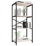 Estante Livreiro Steel 76cm Estilo Industrial Com Pés Em Aço Preto/off White