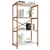 Estante Livreiro Steel 90cm Estilo Industrial Com Pés Em Aço Cobre/off White