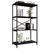 Estante Livreiro Steel 90cm Estilo Industrial Com Pés Em Aço Preto/preto