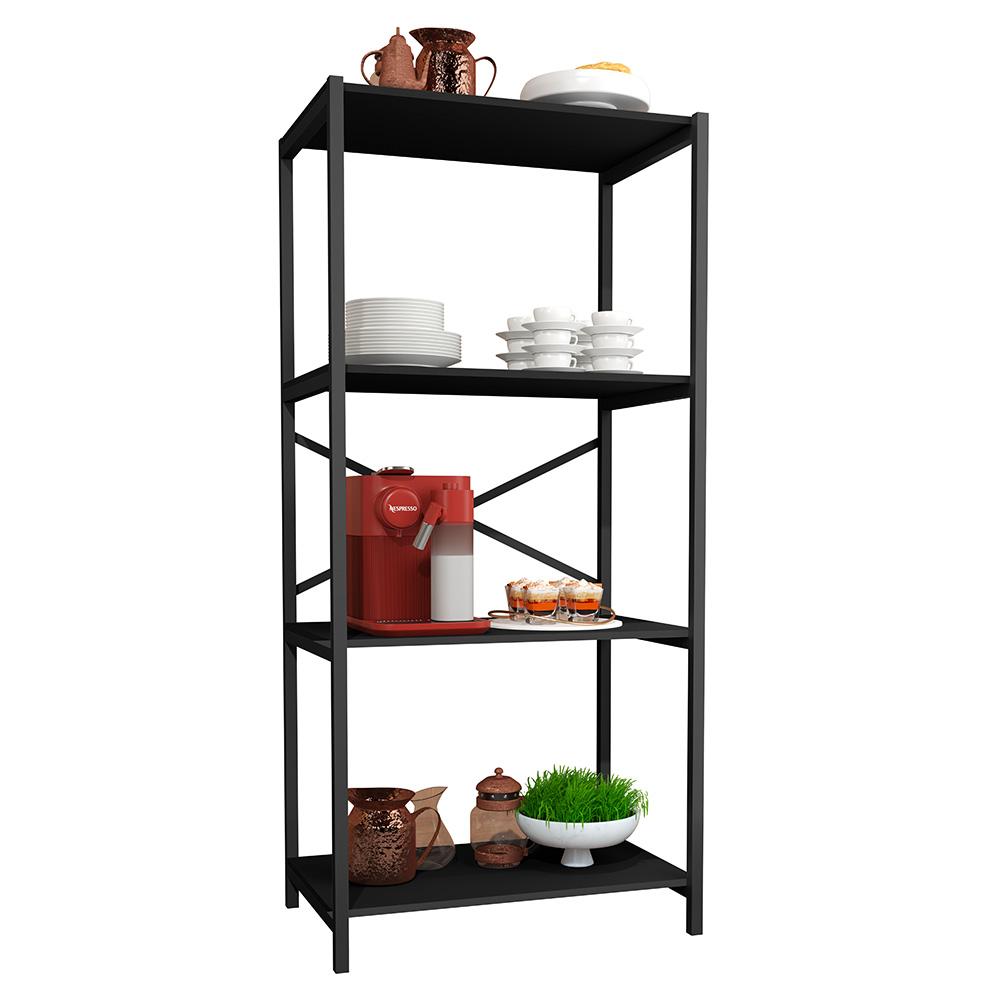 Estante Armário Steel 76cm Estilo Industrial Com Pés Em Aço Preto/preto