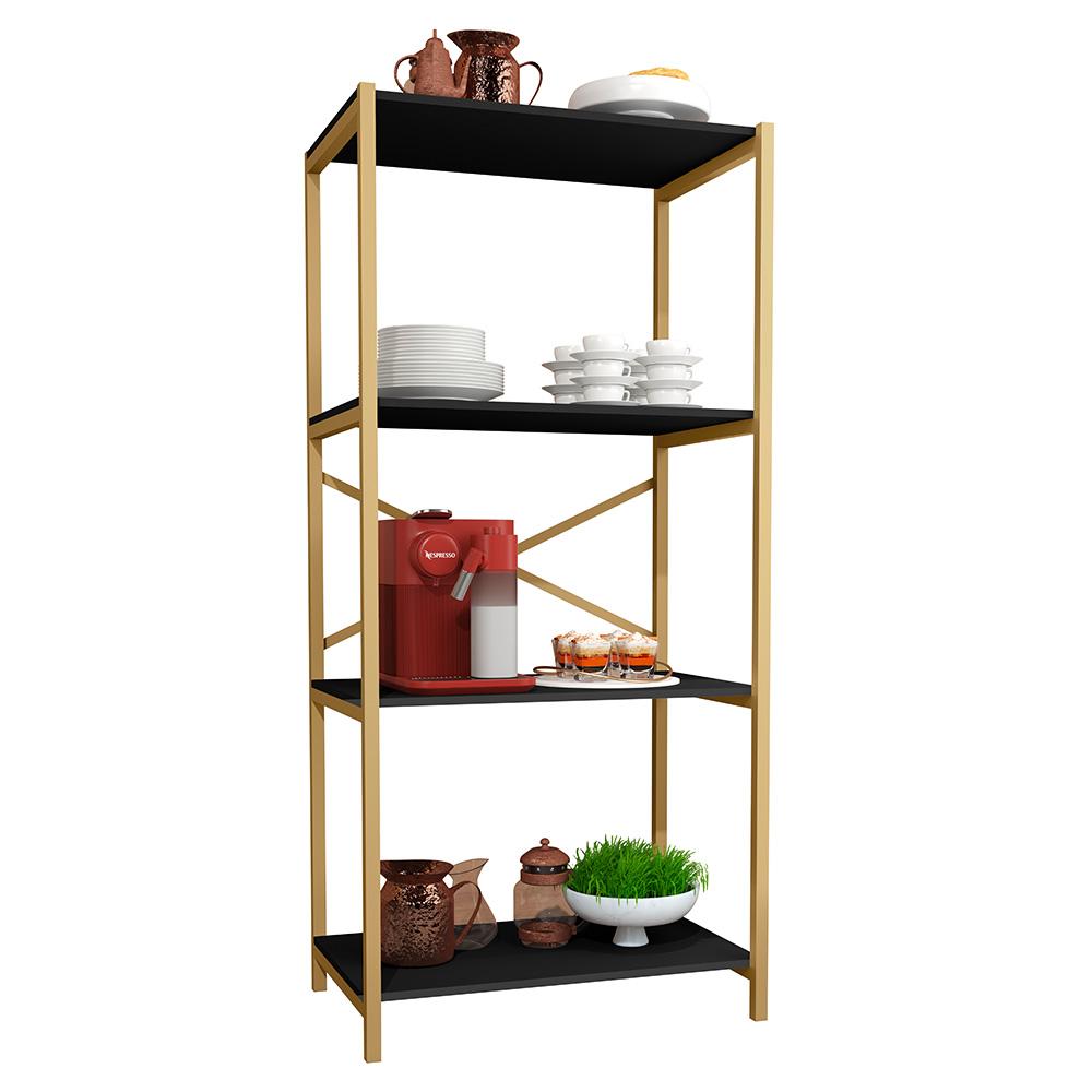 Estante Armário Steel 76cm Estilo Industrial Com Pés Em Aço Dourado/preto