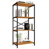 Estante Livreiro Steel 76cm Estilo Industrial Com Pés Em Aço Preto/naturale