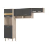 Armário De Cozinha Compacta Com Paneleiro E Aéreos Multimóveis Cr20236 Avena/grafito