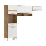 Armário De Cozinha Compacta Com Paneleiro E Aéreos Multimóveis Cr20236 Amêndola/branco