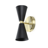 Arandela Moderna Parma Cone Duplo Preto E Dourado Lixado Spotline