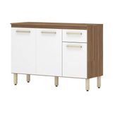 Balcão De Cozinha Gabinete Pia 120cm 3 Portas E 1 Gaveta Multimóveis Cr20239 Amêndola/branco