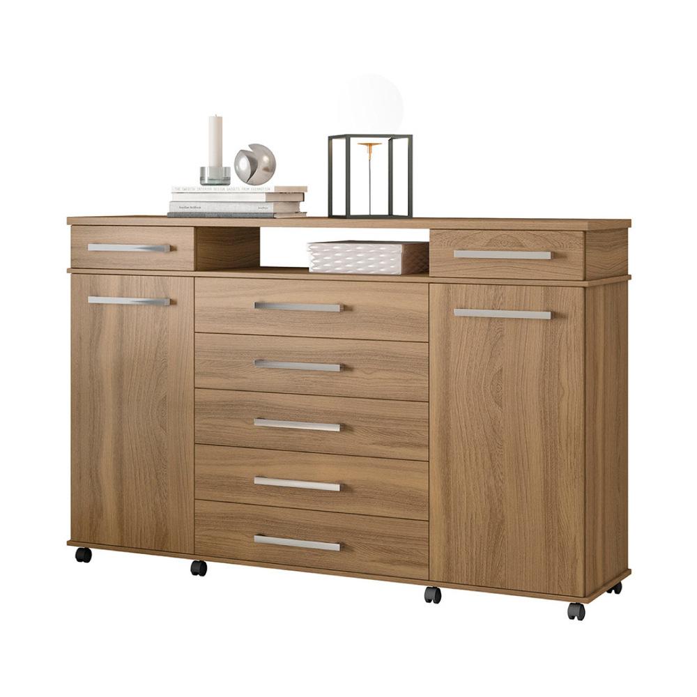 Cômoda 2 Portas 7 Gavetas Com Rodízios Multimóveis Cr40117 Amêndola