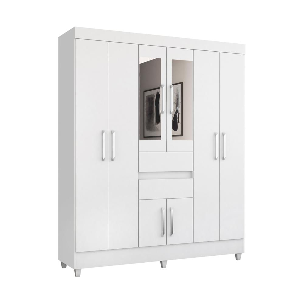 Guarda-roupas Casal 8 Portas 2 Gavetas E Espelhos Multimóveis Cr35196 Branco