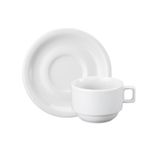 Jogo 4 Xícara P/ Café C/ 4 Pires Porcelana Branca100ml Protel Schmid