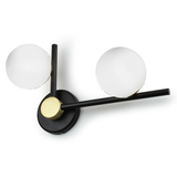 Arandela Planet Preto E Dourado Lixado 2 Globos Vidro Spotline