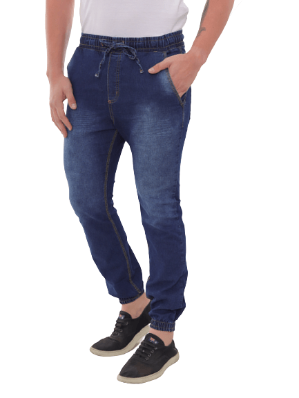 Calça Masculina Jogger Jeans Simples Com Amassadinho