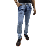 Calça Masculina Skinny Jeans Claro Lazúli Com Bolso Escuro