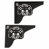 Par Mãos Francesas Decorativas 20cm Canto Gamer Let&#39;s Play Aço Preto