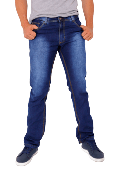 Calça Masculina Skinny Jeans Simples Com Detalhe Desenhado