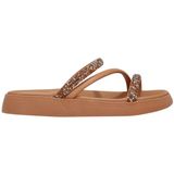 Sandália Feminina Rasteira Papete Tiras Stress Blrilho Moleca 5469.121.25420 - Multi Camel/nude - 38