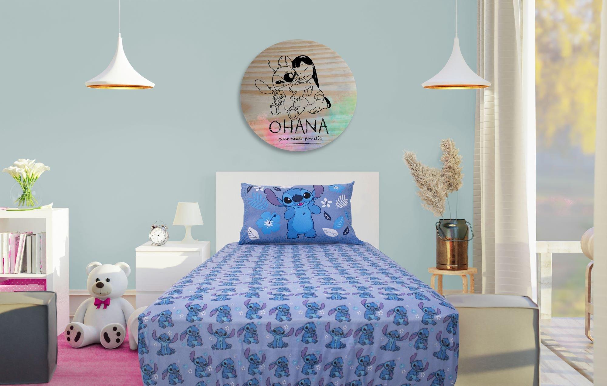 Lençol Solteiro Malha Joy Disney 2 Peças - Stitch Blue