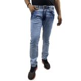 Calça Masculina Skinny Jeans Claro Lazúli Com Bolso Escuro