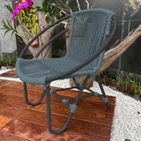Cadeira Decorativa Julia Em Corda Náutica E Base Em Alumínio Preta-cinza - Cor: Cinza