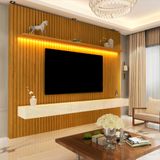 Home Para Tv Ripado Com Led Nobre 230 Naturale Off White - Gelius