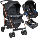 Carrinho De Passeio Rio K Preto Cobre + Bebê Touring X + Base - Burigotto