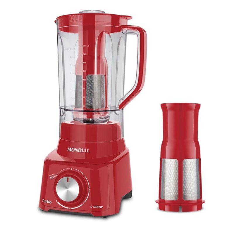 Liquidificador Mondial Turbo 5 Vel Filtro 900W  Vermelho