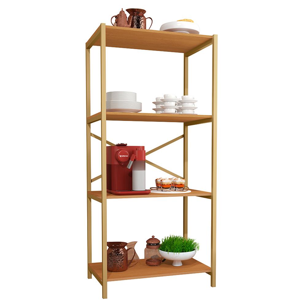 Estante Armário Steel 76cm Estilo Industrial Com Pés Em Aço Dourado/naturale