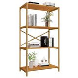 Estante Livreiro Steel 90cm Estilo Industrial Com Pés Em Aço Dourado/naturale