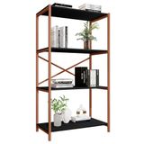 Estante Livreiro Steel 90cm Estilo Industrial Com Pés Em Aço Cobre/preto