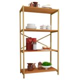 Estante Armário Steel 90cm Estilo Industrial Com Pés Em Aço Dourado/naturale