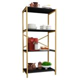 Estante Armário Steel 76cm Estilo Industrial Com Pés Em Aço Dourado/preto