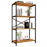 Estante Livreiro Steel 90cm Estilo Industrial Com Pés Em Aço Preto/naturale