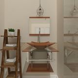 Gabinete de Vidro 45cm Inox Cuba Quadrada e Torneira Algarve
