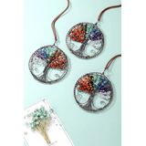 7 Chakra Cura Pedra Cristalina Ornamento Pendurado Árvore De Decoração Interior Árvore De Decoração De Parede Para Reiki Boa Sorte Meditaç