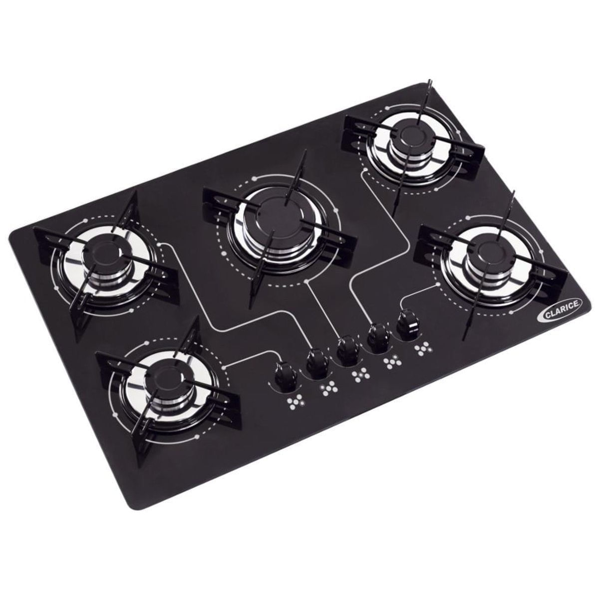 Cooktop a Gás Clarice 5 Bocas Mega Chama Com Acendimento Automático Preto - Bivolt