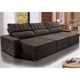 Sofá Retrátil E Reclinável 4,15m Cama Inbox Big Star Com Softgeld40 Velupluma Café