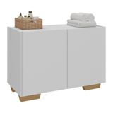 Gabinete Armário De Banheiro 62,5cm 2 Portas Com Pés Multimóveis Mp5046 Branco/natural