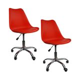 Kit 2 Cadeiras Office Com Rodizio Giratória Saarinen - Vermelho