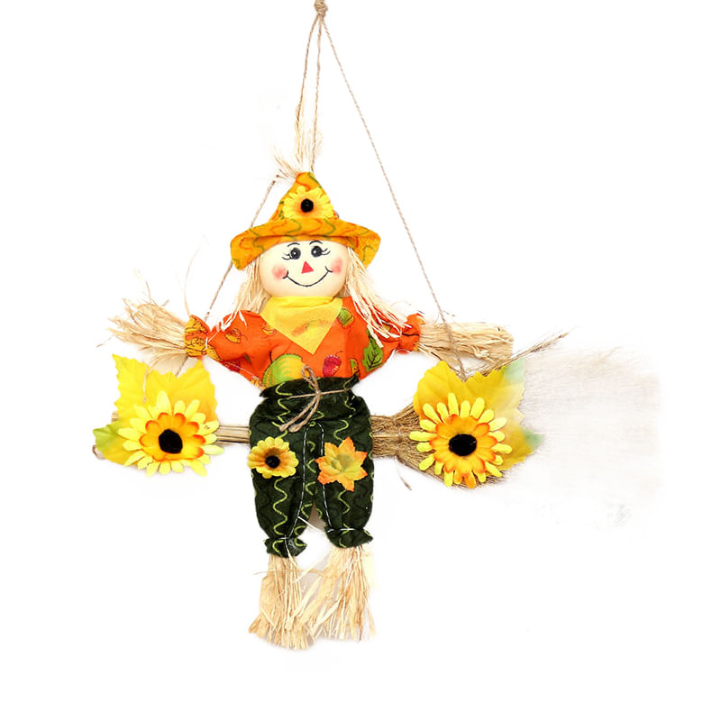 Halloween Hanging Broom Scarecrow, Girl Witch Bar