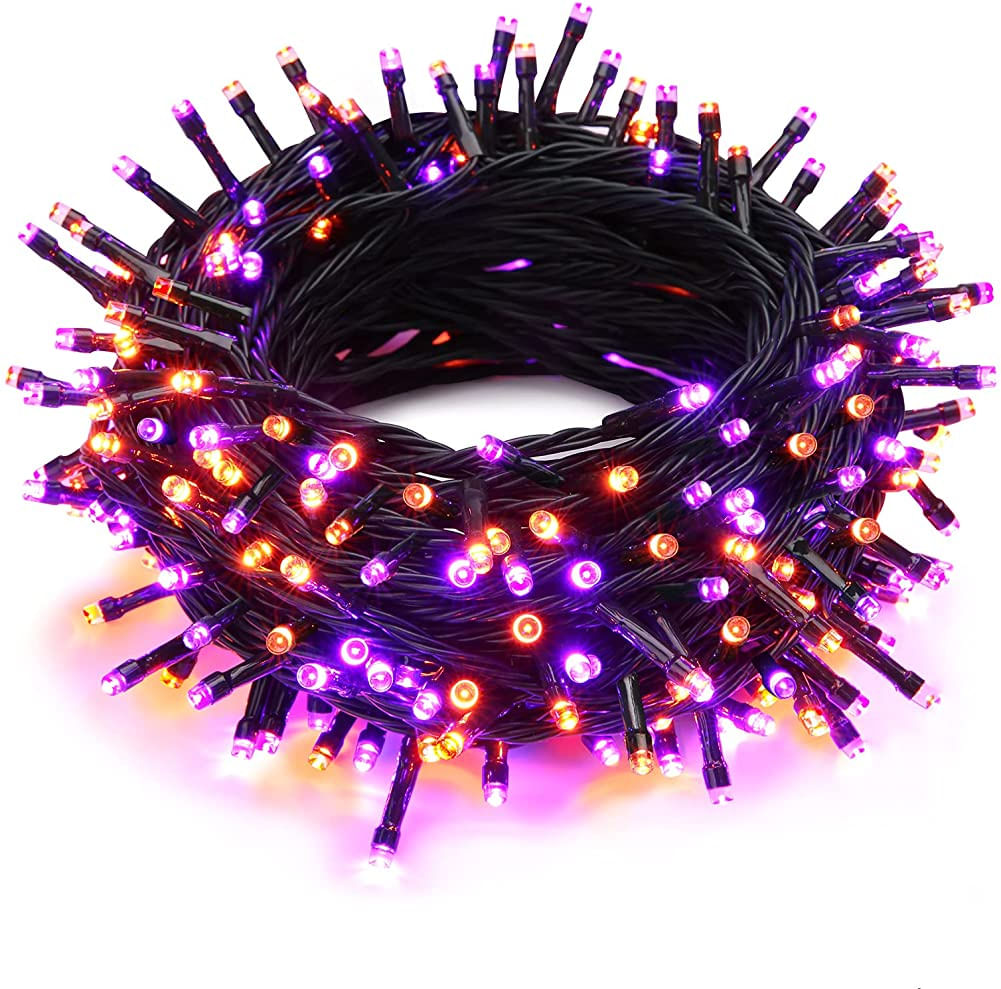 Halloween Decoration Fairy Lights Orange + Purple. 20m 200 Led Outdoor Christmas Garlands Impermeável 8 Modos Luz Interior Para Sala De Ação