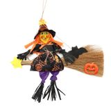 Halloween Hanging Broom Scarecrow, Girl Witch Bar