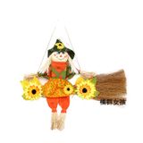 Halloween Hanging Broom Scarecrow, Girl Witch Bar