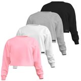 Kit 4 Croppeds Moletom Feminino Liso Básico Com Cintura Descosturada